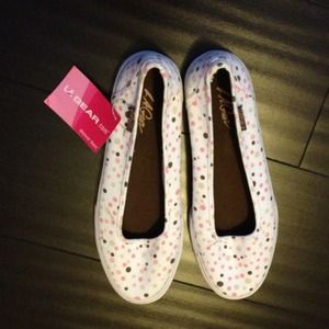 LA gear white w/ pink polka dots