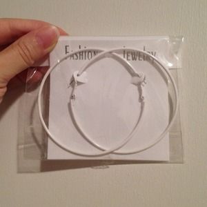 White hoop earrings