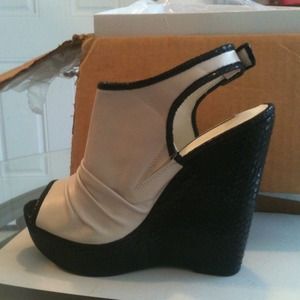 Brand New, Never Worn, Natural Sand Buckle Wedge