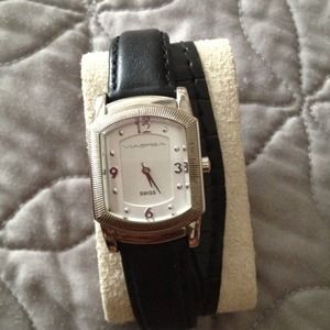Via Spiga black leather watch