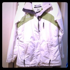 Columbia white and green coat