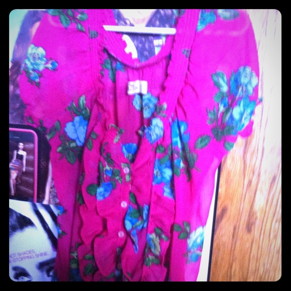pink floral button up shirt