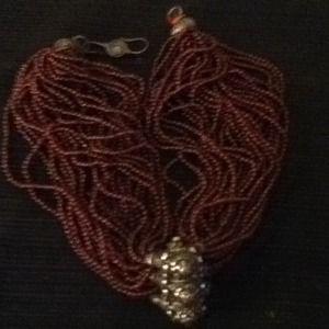 Garnet 35 strand old Indian silver choker