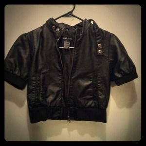 Cropped Faux Leather Jacket