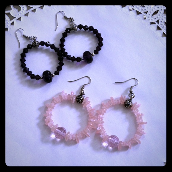 ✴SOLD✴Purple and Pink Dangling Earring Set