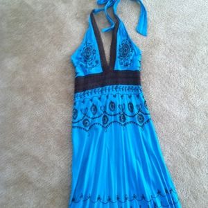 Brown and turquoise dress