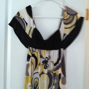 Black white grey yellow baby doll dress