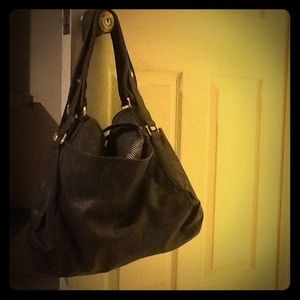 Faux gray leather bag