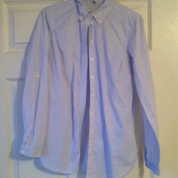 Light blue and white pinstripe button down