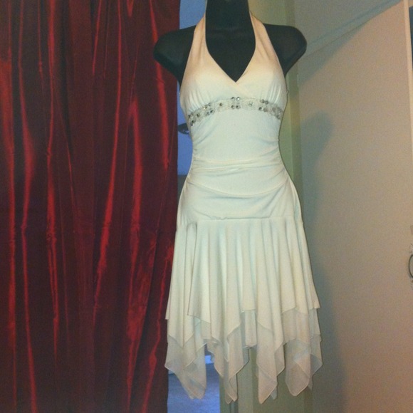 ⛔SOLD⛔ All White Halter Sequin Embellished Dress