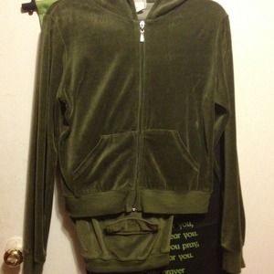 Olive Green Velour Track Suit