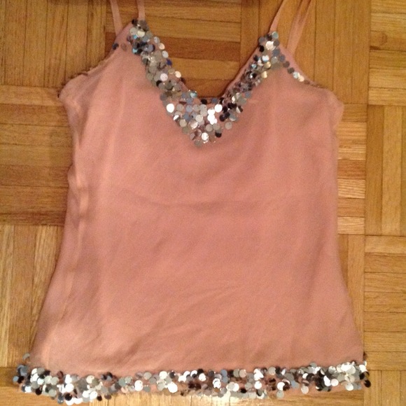 Peach tank with silver paillettes