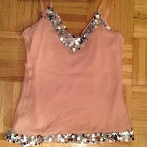 Peach tank with silver paillettes
