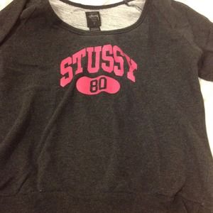 Stussy off the shoulder dark grey pullover
