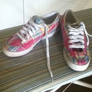 ***RESERVED**Pink plaid polos