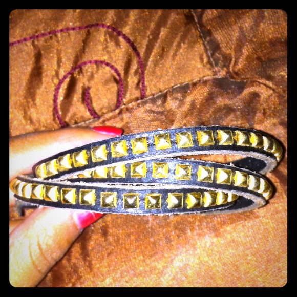Black wrap bracelet with gold studs. 🌟 reduced.