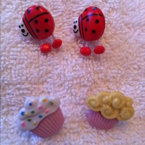 Ladybug and cupcake earrings