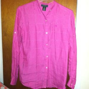 Lauren Ralf Lauren pink linen long sleeve.