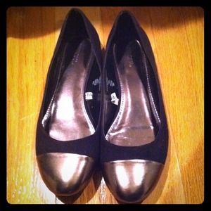 Black Flats with Silver Tops