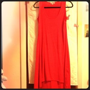 Red high low fitted dress