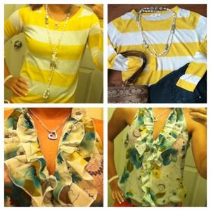 ✋Reserved✋ Ruffle top and Yellow shirt bundle!