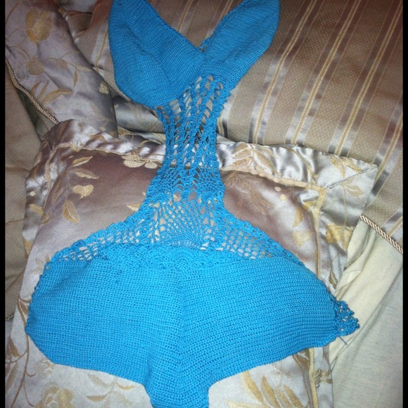 Ocean Blue Handmade Crocheted Monokini - Picture 2 of 3