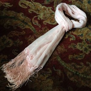 Pink fringe scarf