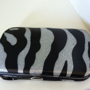 Pocket sized clutch! Zebra and sparkly silver!