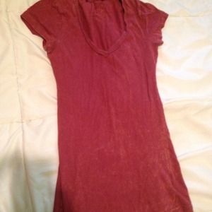 Cute Rust Colored Tie Dyed V-Neck T-Shirt.