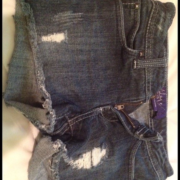 Dark denim shorts.