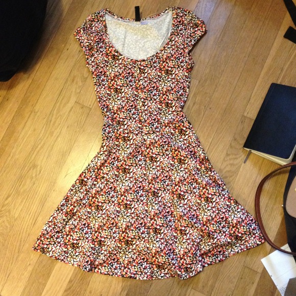 Red tone floral skater dress (NWOT) -reserved
