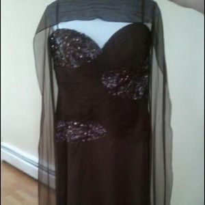Jovani beaded brown gown  Worn once size 14/ 16