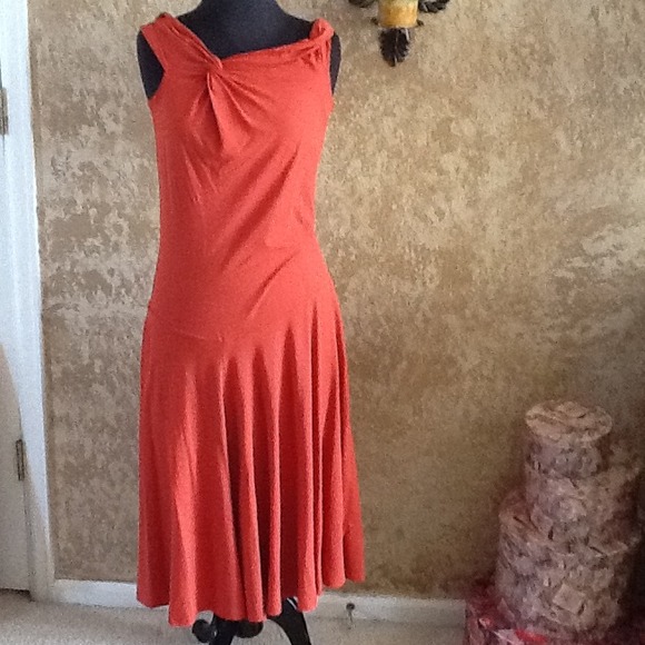 Three Dots dark tangerine dress
