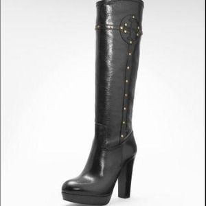 TORY BURCH -Colleen Platform Black Leather Boots 5