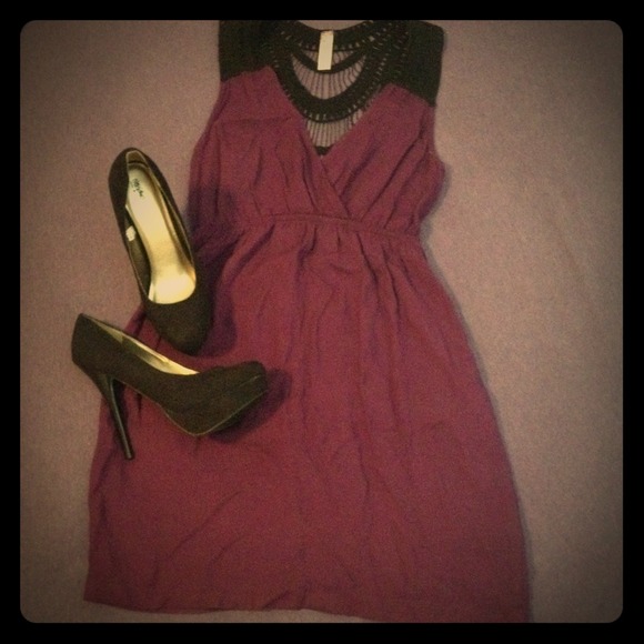 Sold- Purple crochet back dress