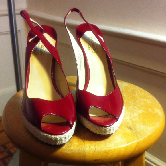 Red patent shoes