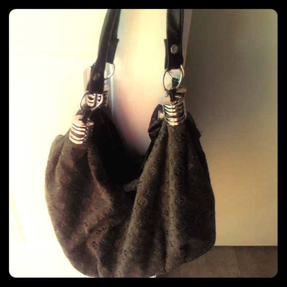 Green and black hobo bag