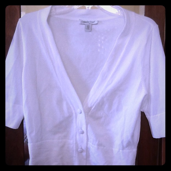 •• SOLD •• White 3/4"-sleeve dressy sweater