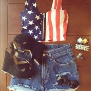 American flag shirt and shorts