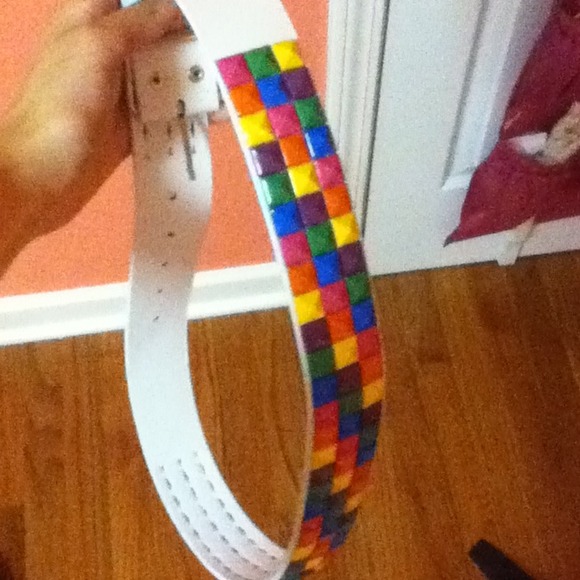 White belt with colorful studs