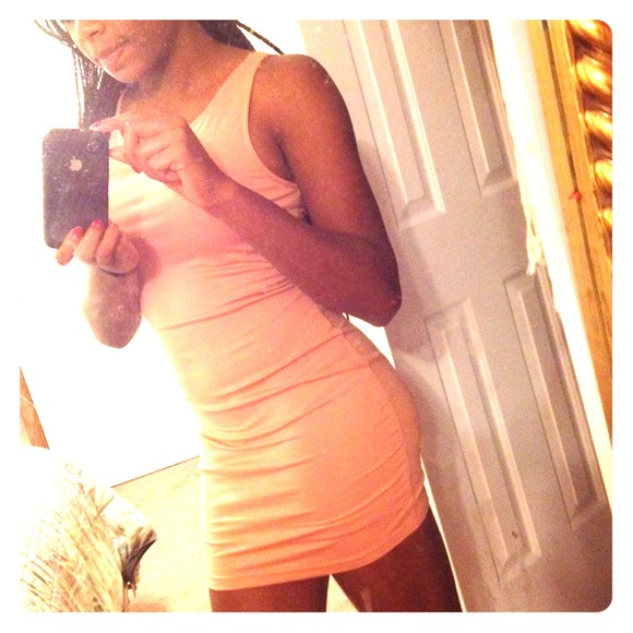 Peach form fitting dress