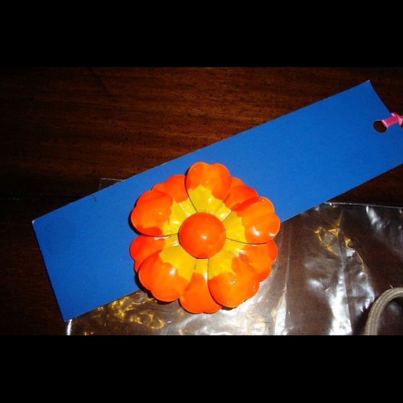 Orange and white vintage pin brooch