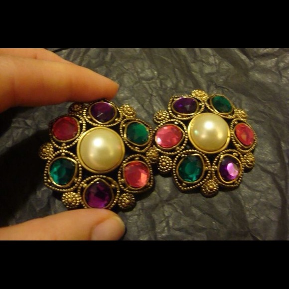 Large costume clip earrings