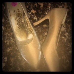 Ferragamo champagne Italian shoes