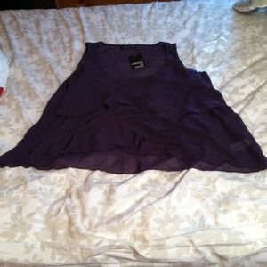 Deep Purple Sheer Ruffle Front Tank