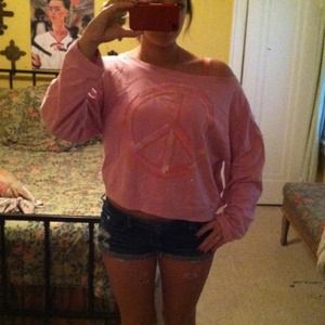 Victoria's Secret Outerwear - Pink peace sign slouchy sweatshirt Victoria's Secret Outerwear - Pink peace sign slouchy sweatshirt
