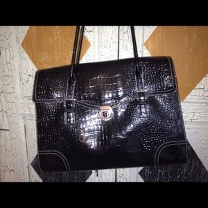 Blk faux croc print liz Claiborne briefcase