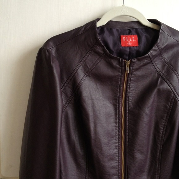Elle Jackets & Blazers - RESERVED @rmuhammad Aubergine Leather Like Jacket