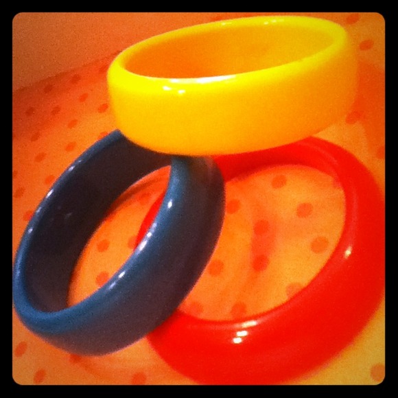 yellow, red, aqua bracelets  -brand new