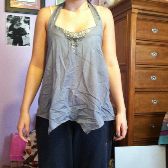 Grey halter top.